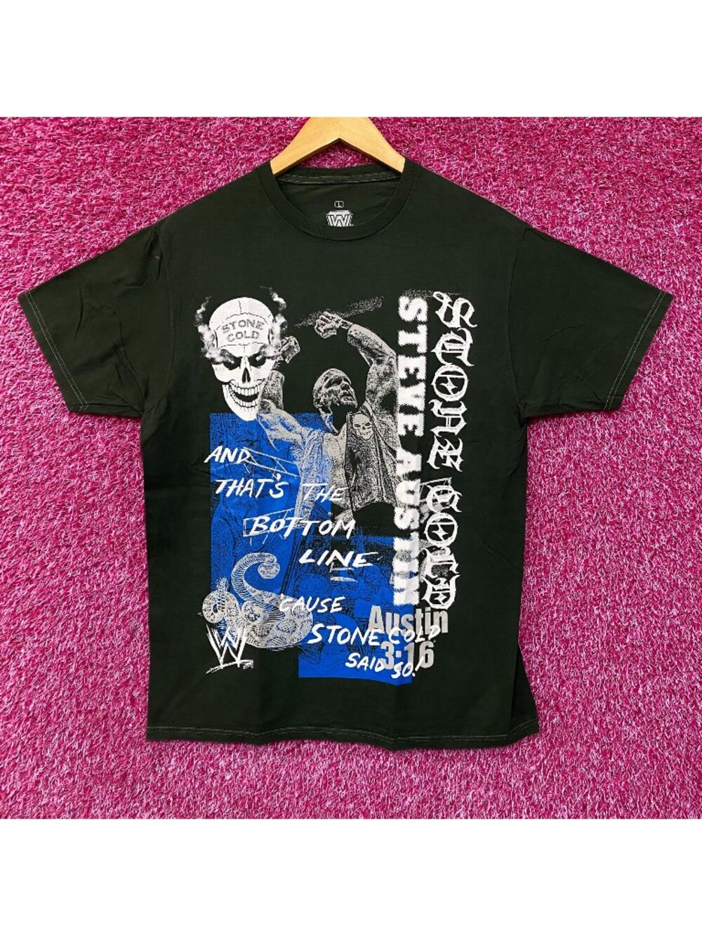 WWE Stone Cold Steve Austin And That's The Bottom Line Green T-Shirt large